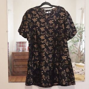 Floral Black and Gold Tunic Dress